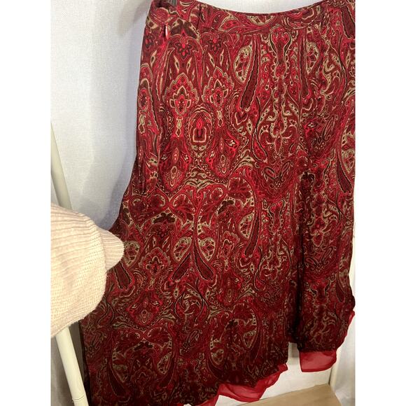 Vintage 90s y2k Evan Picone Witchy Cottage Red Paisley Fall Maxi Skirt - Picture 7 of 11
